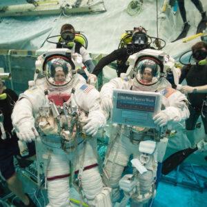 Astronauts training under water