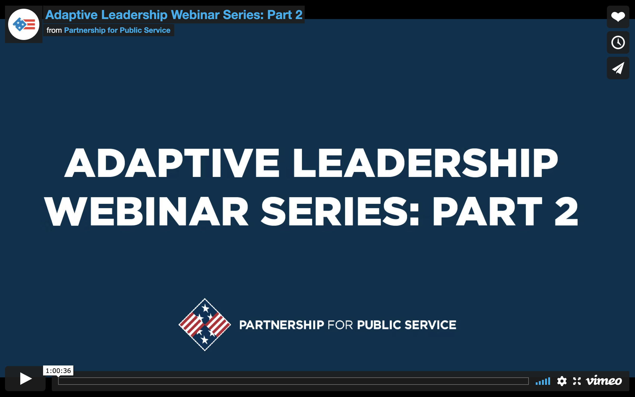Adaptive Leadership Webinar Series Part 2 Partnership For Public Service Adaptive Leadership Webinar Series Part 2 Partnership For Public Service