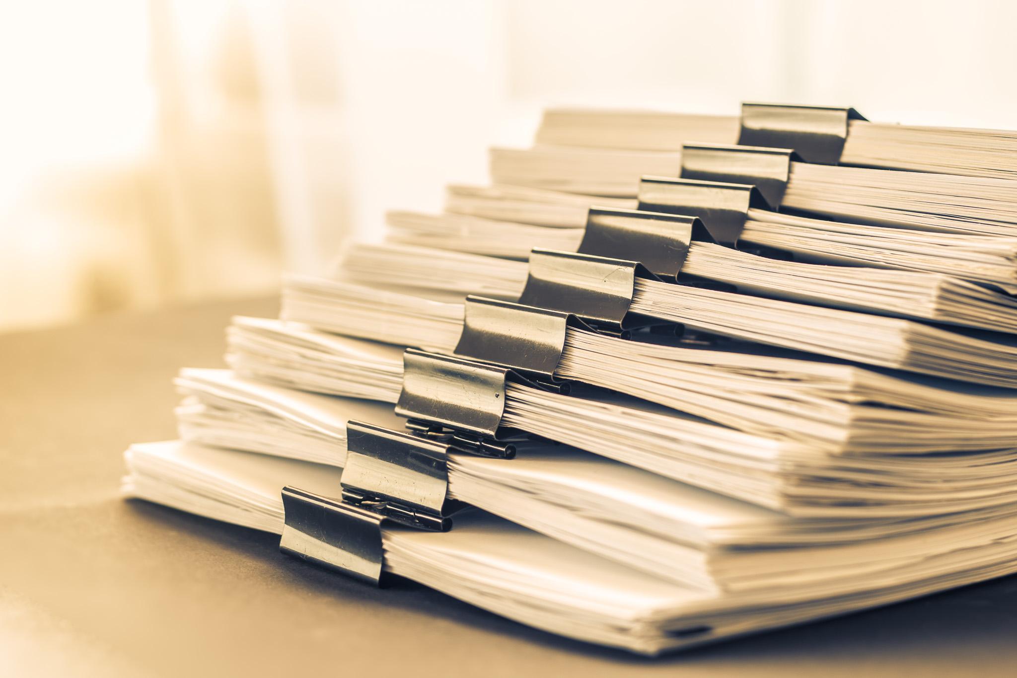 A stack of office documents