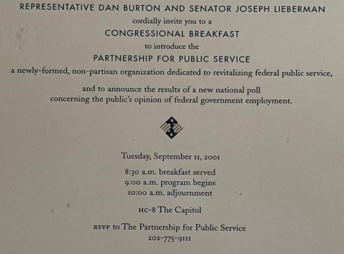 Partnership for Public Service launch invitation.