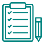 Icon of a clipboard and pencil